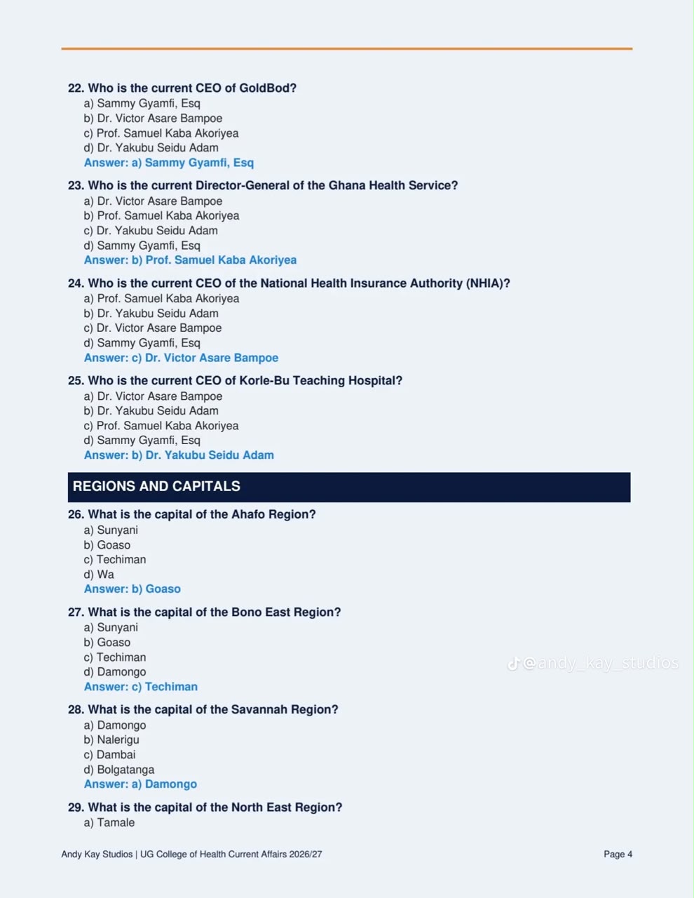 UG Health Entrance Past Question Page 3