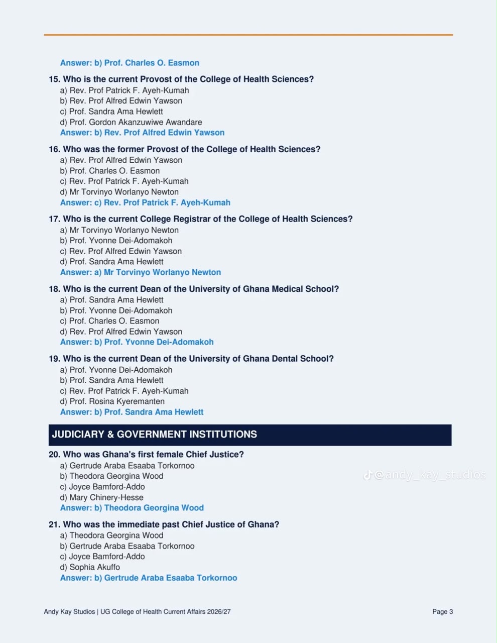 UG Health Entrance Past Question Page 9